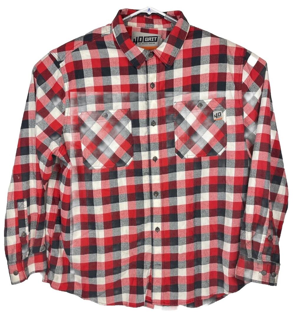 Duluth Trading Mens 2XL 40 Grit Standard Fit Shirt Red Plaid Flannel Button Down